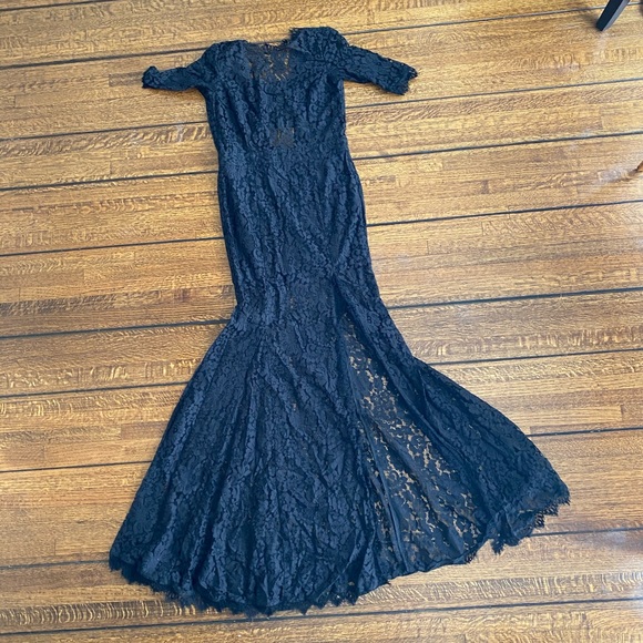 Femme D'armes Bailey Lace Maxi Dress Formal Gown Black Abyss Size 0 - Picture 2 of 4